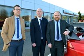 Banks Long & Co director William Wall,  Charles Warner managing director Mike Seward and Pentagon general manager Andy Finch outside the new site in Lincoln