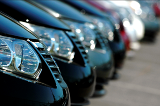 A line-up of new cars