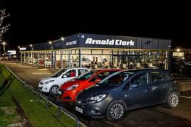 Arnold Clark's Wigan Motorstore taken at night