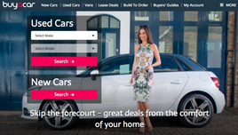 Buyacar homepage in 2017 shows how it urged consumers to 'skip the forecourt'