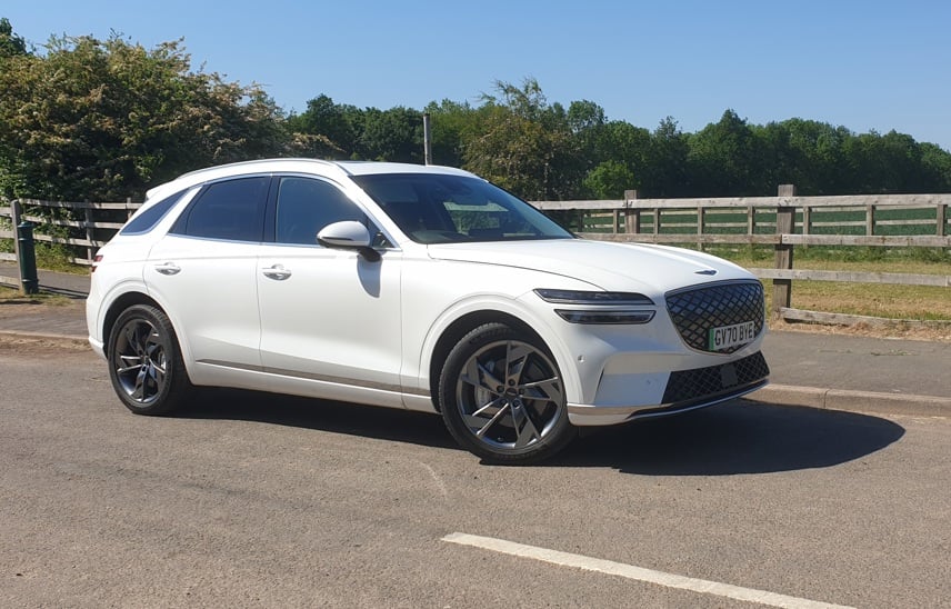 An image of the Genesis Electrified GV70 parked on the roadside