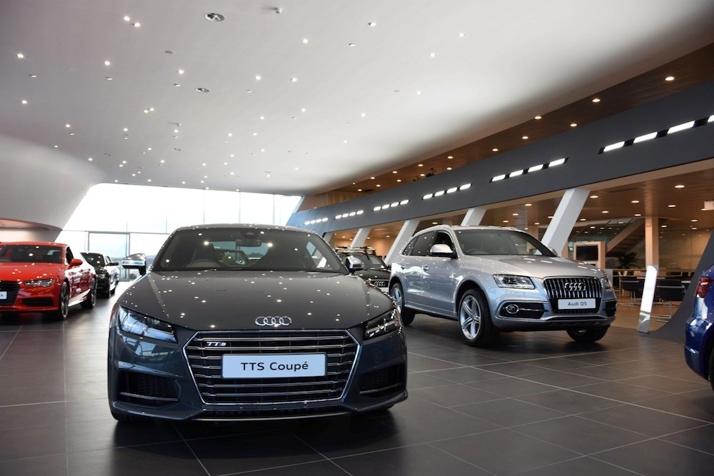 The showroom of John Clark Motor Group's Audi centre in Aberdeen