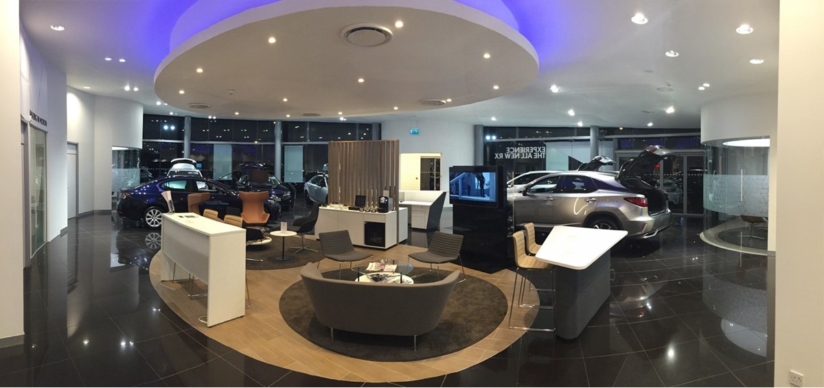 The showroom of Motorline's Lexus dealership in Tunbridge Wells
