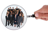 Recruitment focus image - magnifying glass focuses on potential recruits