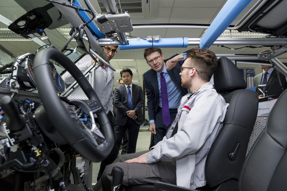 Business and Energy Secretary Greg Clark on a visit to Nissan’s European R&D headquarters