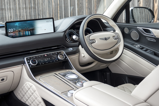 Inside the cabin of the Genesis GV80 SUV