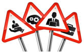 Finance road warning signs
