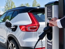 Volvo electric vehicle (EV) at a charge point
