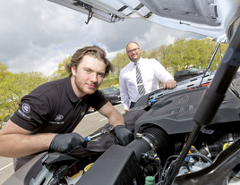 Apprentice Adam Johnston with Domanic Fraternale, service manager at Farnell Land Rover