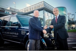 Mike Tyson, managing director of Guy Salmon Land Rover Sheffield (left), with Chris Tobin, head of estates services at Rotherham NHS Foundation Trust