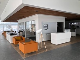 The lounge area at Lipscomb Cars' new Volvo Car UK showroom near Canterbury