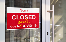 'Closed again due to COVID-19' doorsign