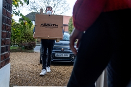 FCA Group UK's Abarth 595 home test drive kit being delivered
