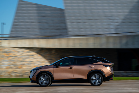 Side view of the new Nissan Ariya EV SUV