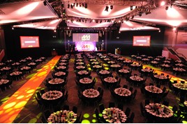 AM Awards: view of the tables and stage at the ICC  ahead of the ceremony