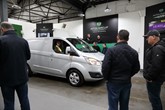 A Ford Transit passes through the auction halls at an Aston Barclay LCV sale prior to the COVID-19 pandemic