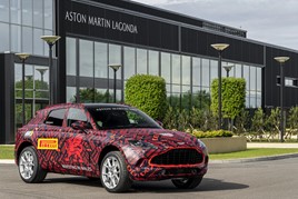 A pre-production Aston Martin DBX outside Aston Martin Lagonda's St Athan manufacturing plant