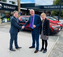 From left: Batchelors Motor Group MD Tony Denton with exiting Kineholme of Otley owner Paul Bourgeois and GM Liz Kennedy