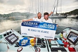 JCT600's James Tordoff and trans-Atlantic rowing partner Chris Nicholl celebrate their 3,000-mile rowing success