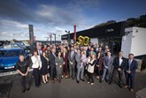 The team at Bells of Crossgar welcome Groupe Renault UK managing director, Vincent Tourette, and network operations director, Louise O’Sullivan, to celebrate 50 years with the brand