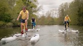 On your Waterbike: Darren Guiver, managing director of Group 1 Automotive; Jon Wakefield, of Volvo; and Tim Tozer, chief executive of Allianz Partners UK & Ireland