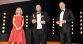 Sam Street (centre), head of business,  Sytner Harold Wood BMW/Mini, collects the award from Steve Dean, managing director of award sponsor Vehicle Vision