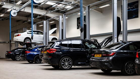 The workshop at Signage at Pendragon's redeveloped BMW and Mini Stratstone showroom in Derby