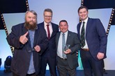 Vertu Motors awards (left to right): Actor Brian Blessed, Vertu chief executive Robert Forrester, Ali Aitken, Brett Martin of SWR Newstar