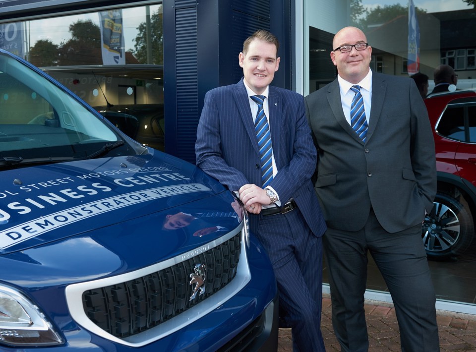 Ollie Bell, general manager at Bristol Street Motors Peugeot Oxford, and Hugh Morris, business development manager at Bristol Street Motors Peugeot Oxford