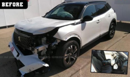 A crash damaged car later listed for sale on the Cazoo website before being removed