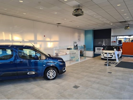 Inside the showroom at Vertu Motors' new Bristol Street Motors Citroen Macclesfield dealership