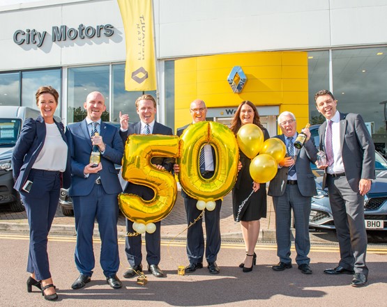 The leadership team at City Motors Bristol collect their Groupe Renault UK loyalty award