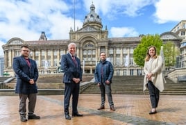 From left: Ian Ward, Birmingham City Council leader; Cllr Waseem Zaffar, cabinet member for transport and the environment; Mark Jones, sales manager, Motorpoint Birmingham and Laura Shoaf, managing director of Travel West Midlands