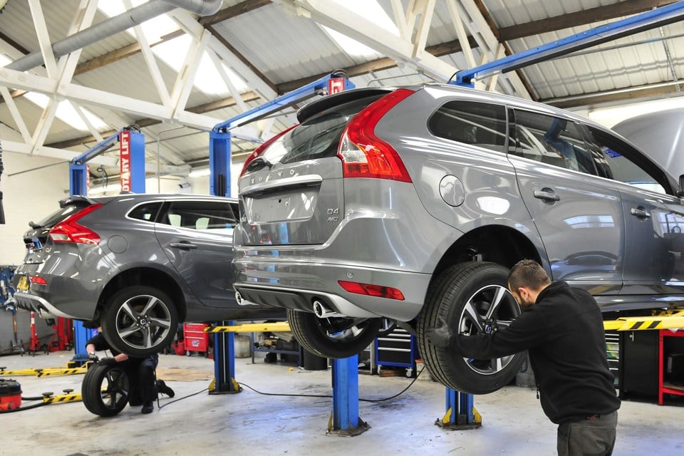 Workshop ramps at Clive Brook Volvo