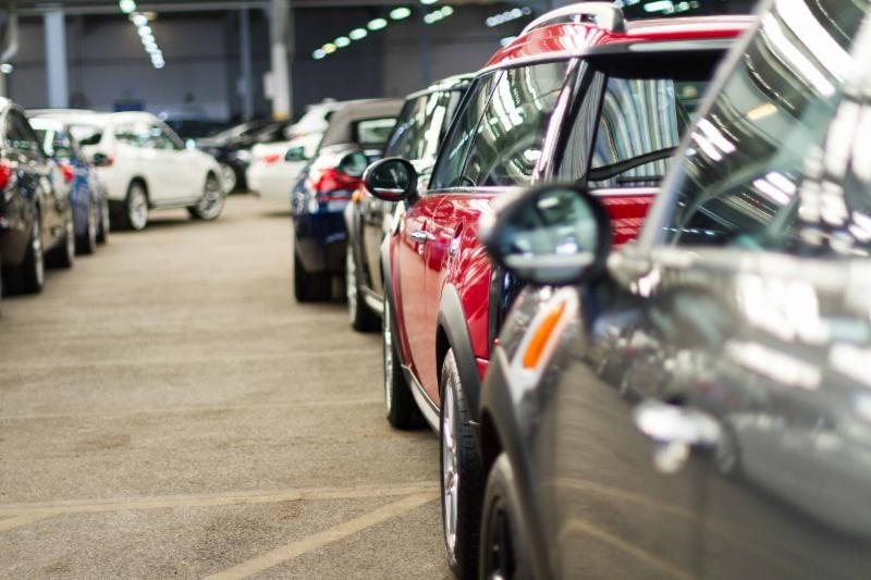 Cars lined up ready for sale at auction