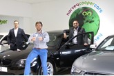 Harvey Cooper Cars managing director Andrew North (centre) with general manager Craig Durham (left) and group operations director Irfan Khalid (right)