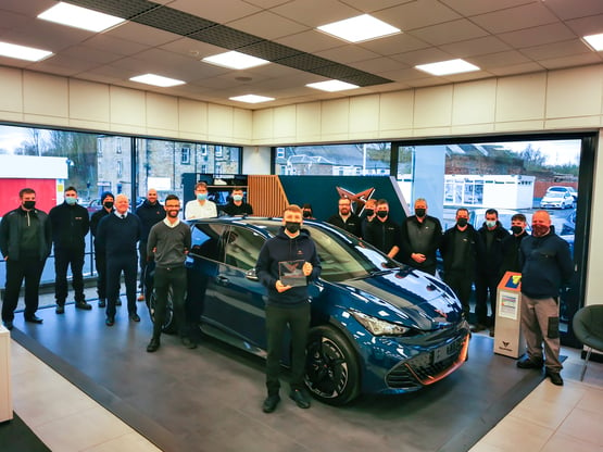The team at Cupra UK's 2021 Retailer of the Year, Seat Fife