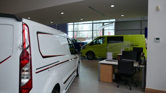 The commercial vehicle (CV) showroom at Hartwell Ford, Reading