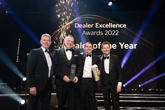 The Gravells Bridgend team collect their Kia UK dealer of the year award from Paul Philpott
