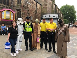 The team from Motorpoint Derby dressed as characters from Star Wars for a fund-raising theme-day