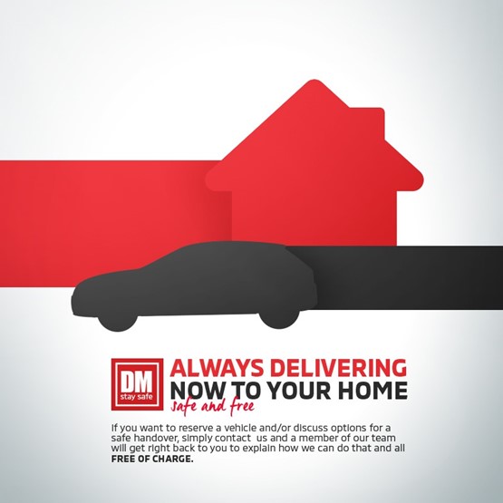 Devonshire Motors' COVID-19 DM Stay Safe initiative online marketing also highlights the provision of home delivery