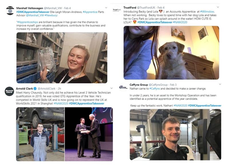 A collection of Tweets featured in the NFDA's Drive My Career Apprenticeship Takeover