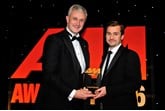 Eddie Hawthorne, group managing director, Arnold Clark Automobiles (left), accepts the Retailer of the Year award from Richard Jones, managing director, Black Horse