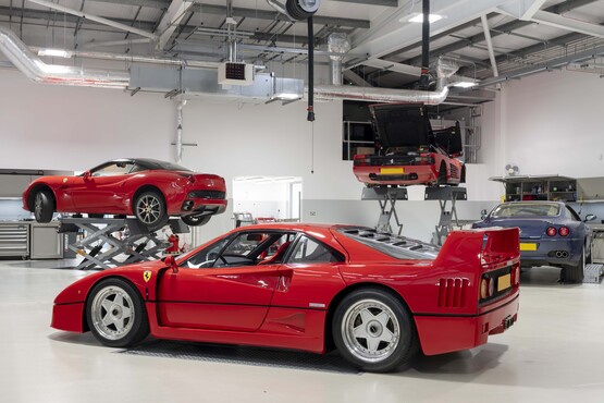 The workshop at Carrs Ferrari, Exeter