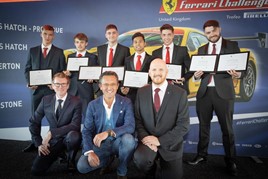 Six Ferrari service technicians received their apprenticeship graduation certificates at Silverstone