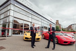 The Mayor of Sevenoaks, Cllr Nicholas Busvine, opens the new Jardine Ferrari business alongside dealer principal Simon Beecher