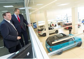 Robert Bonser, head of business at Gordon Lamb Land Rover with Toby Perkins MP