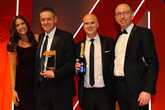 Gary Wood, brand manager, second from left, and Ben Gilbert, brand director, second from right,  accepts the award from Bertrand Scheenaerts, European  business development manager, Rhino Events, right, and Lisa Snowdon, left