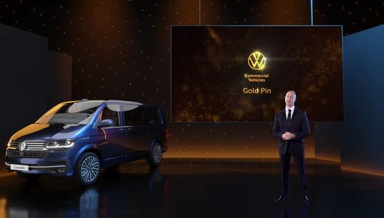 Director of Volkswagen Commercial Vehicles, Cian O’Brien, presents the franchise's virtual awards event