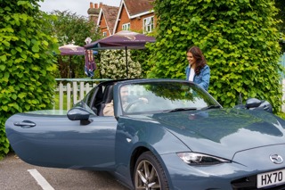 Hendy Group ambassador Lewis McManus and Kenzie Benali with a Mazda MX-5 RF